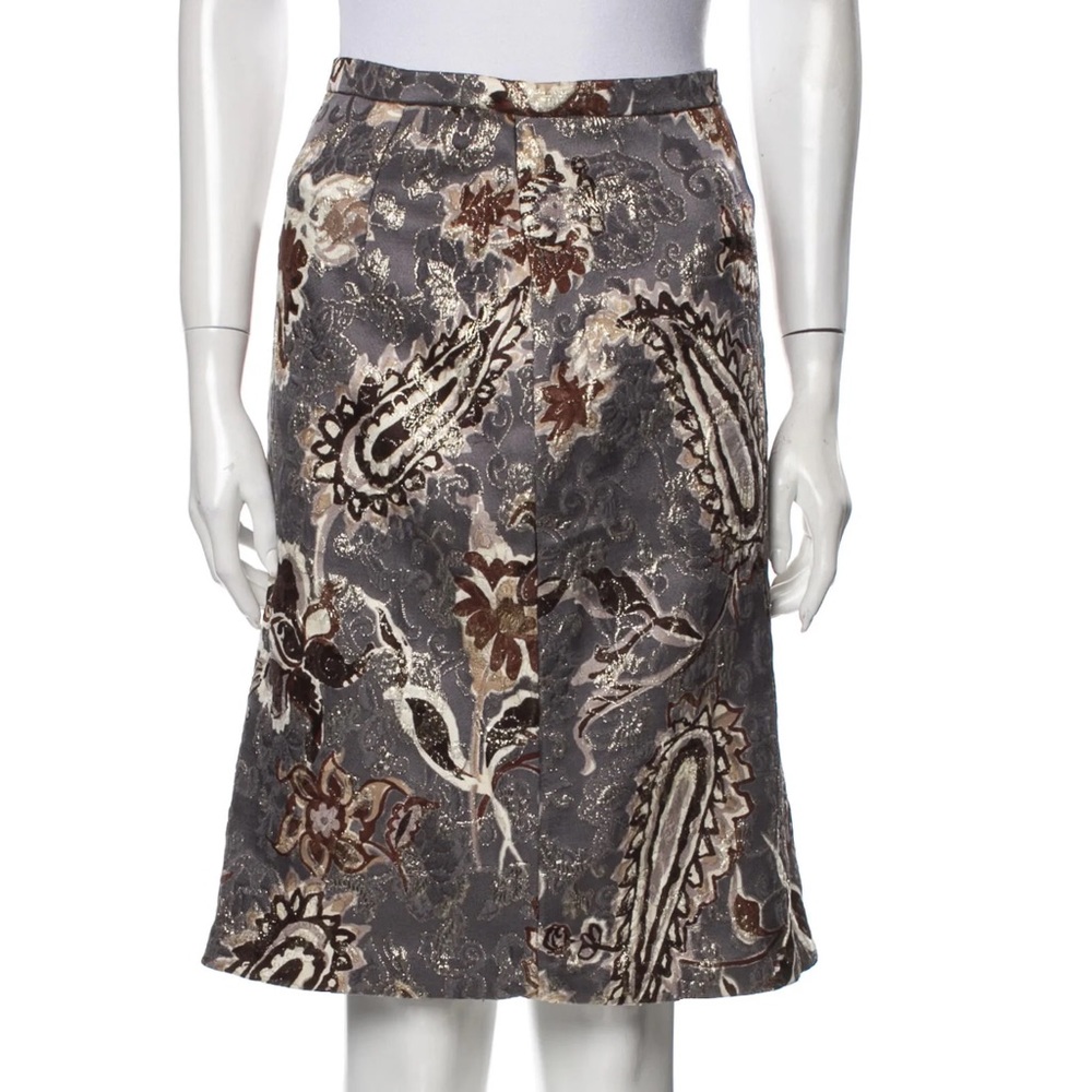 Piazza‎ Sempione gold metallic paisley print Skirt knee length Made in Italy